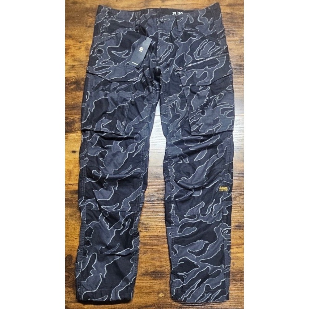 G-Star Raw Rovic 3D Zip Regular Tapered Cargo‎ Pants Gray Black Camo 31x30 NWT